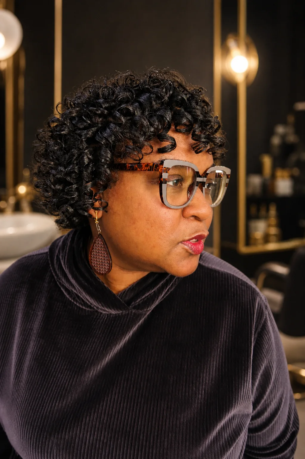 Defined short curls styled by Teddy Chisom